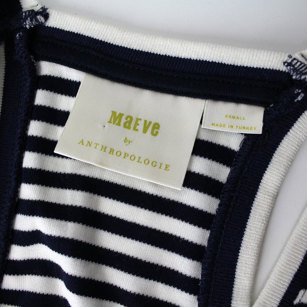 Anthropologie Maeve Knit V-Neck Racerback Striped Navy Tank Top size XS - Picture 5 of 10